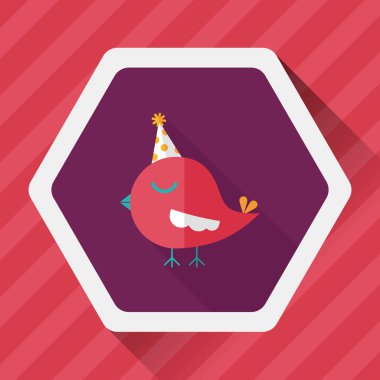 doğum günü şapkası düz simgesi uzun gölge, eps10 ile olan kuş