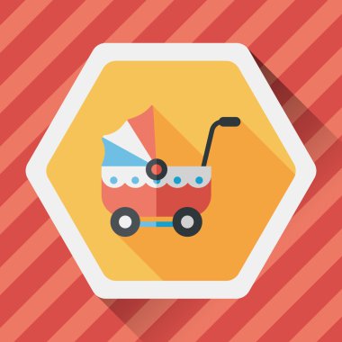 çocuk arabası düz simgesi ile uzun gölge, eps10