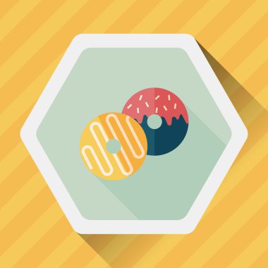 Donut düz simgesi ile uzun gölge, eps10