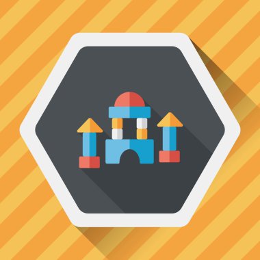 uzun gölge ile tuğla ev düz simgesi