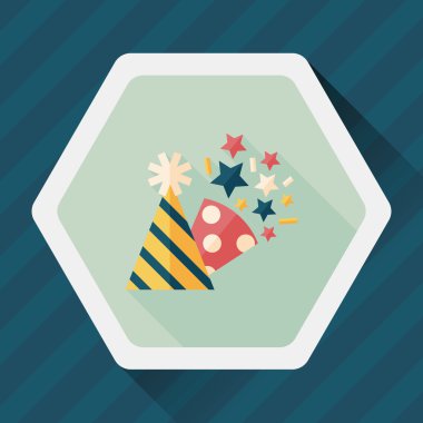 doğum günü partisi şapka düz simgesiyle uzun gölge, eps10