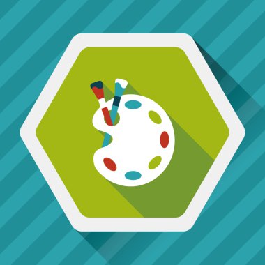 Resim paleti uzun gölge, eps 10 ile boya fırçası düz simgesi ile