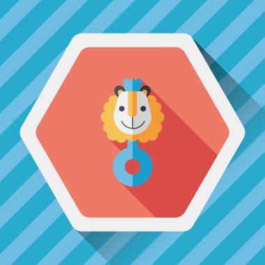 Bebek çıngırağı düz simgesi ile uzun gölge, eps10