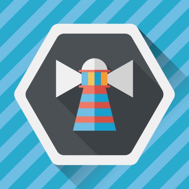 Deniz feneri uzun gölge, eps10 düz simgesiyle