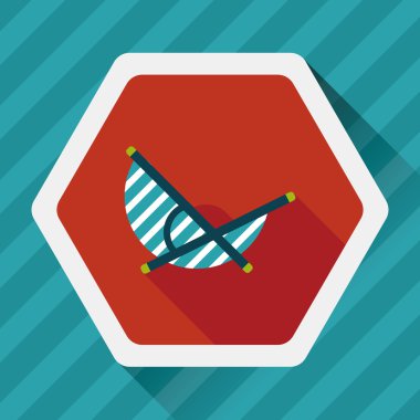 Tembel plaj şezlong koltuğu uzun gölge, eps10 düz simgesiyle