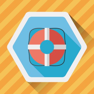 Lifebuoy uzun gölge, eps10 düz simgesiyle