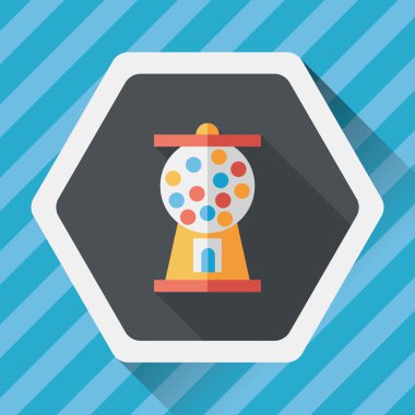 Sakız top makine düz simgesiyle uzun gölge, eps10