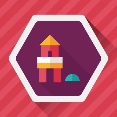 tuğla ev düz simgesi ile uzun gölge, eps10