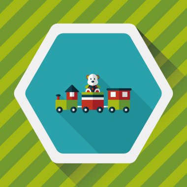 Tren oyuncak uzun gölge, eps 10 düz simgesiyle