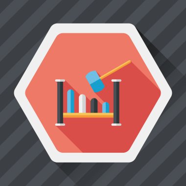 oyuncak çekiç atölyesi düz simgesi, uzun gölge, eps10