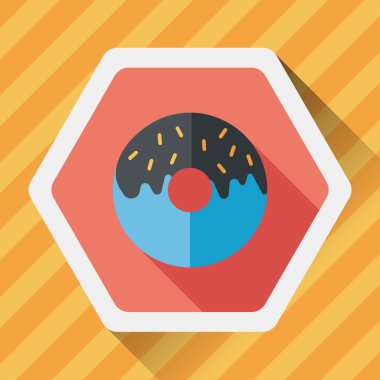 Donut düz simgesi ile uzun gölge, eps10