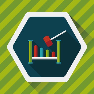 oyuncak çekiç atölyesi düz simgesi, uzun gölge, eps10