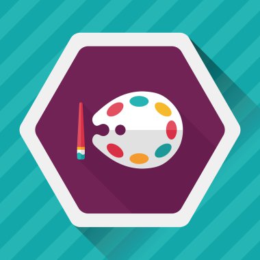 Resim paleti uzun gölge, eps 10 ile boya fırçası düz simgesi ile