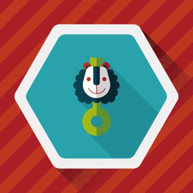 Bebek çıngırağı düz simgesi ile uzun gölge, eps10