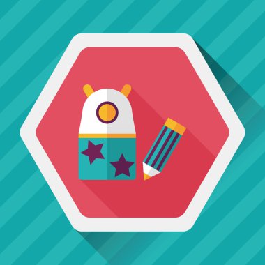 kalem kalemtıraş düz simgesi ile uzun gölge, eps10