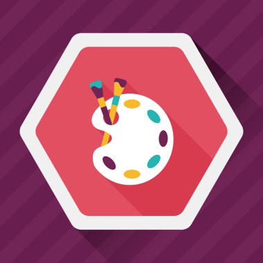 Resim paleti uzun gölge, eps 10 ile boya fırçası düz simgesi ile