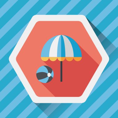 plaj şemsiyesi uzun gölge, eps10 ile topu düz simgesiyle