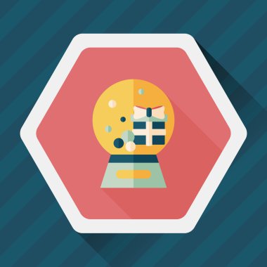 Snow globe ve hediyeler uzun gölge, eps 10 düz simgesi