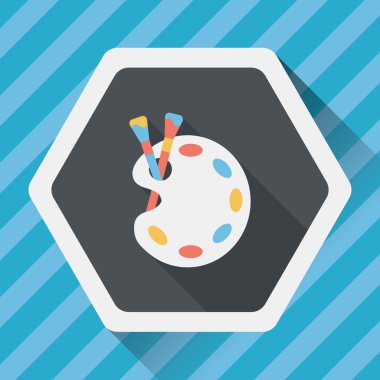 Resim paleti uzun gölge, eps 10 ile boya fırçası düz simgesi ile