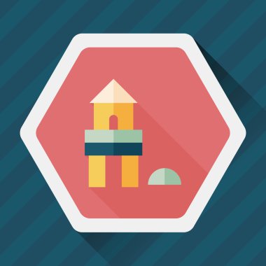 tuğla ev düz simgesi ile uzun gölge, eps10