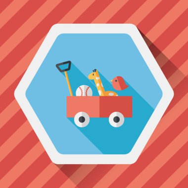 oyuncak sepeti düz simgesi ile uzun gölge, eps10