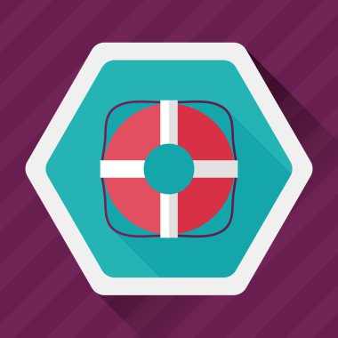 Lifebuoy uzun gölge, eps10 düz simgesiyle