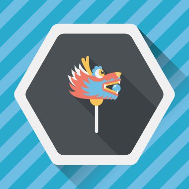 Çin yeni yılı düz simgesi ile uzun gölge, eps10, dragon ve