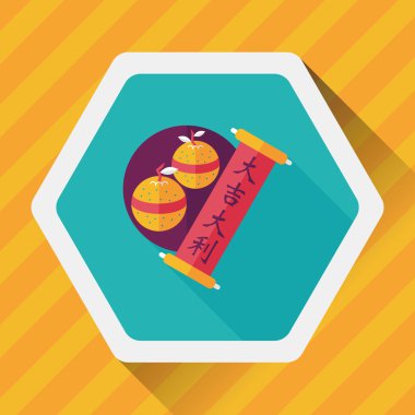 Çin yeni yılı uzun gölge, eps10, Çince şanslı düz simgesi