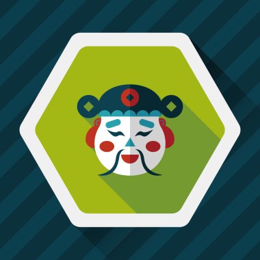 Çin yeni yılı düz simgesi ile uzun gölge, eps10, zenginlik tanrısı