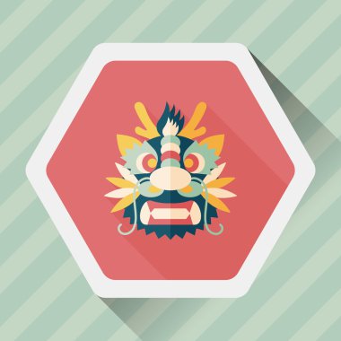 Çin yeni yılı düz simgesi ile uzun gölge, eps10, dragon ve