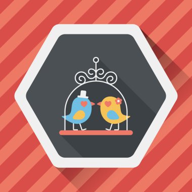 Düğün kuş düz simgesi ile uzun gölge, eps10