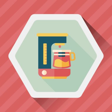 Kahve makinesi düz simgesi, uzun gölge, eps10