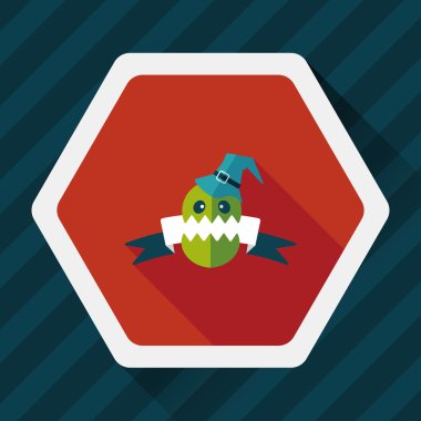 Cadılar Bayramı bayrak düz simgesi ile uzun gölge, eps10