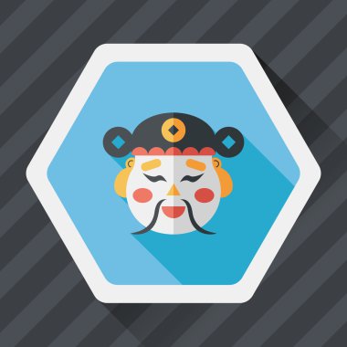 Çin yeni yılı düz simgesi ile uzun gölge, eps10, zenginlik tanrısı