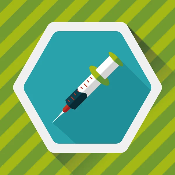 Syringe flat icon with long shadow — Stock Vector