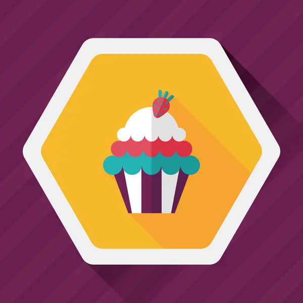 Cupcake icône plate avec ombre longue, eps10 — Image vectorielle