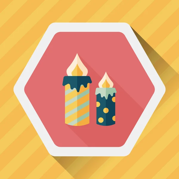 Candle flat icon with long shadow, eps10 — стоковый вектор