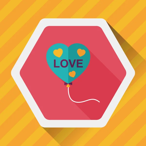 Love balloons flat icon with long shadow, eps10 — стоковый вектор