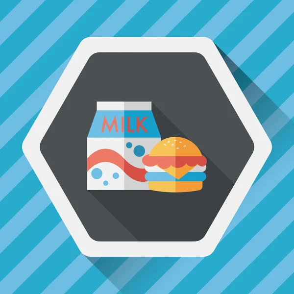 Hamburger and milk flat icon with long shadow,eps10 — Stock Vector