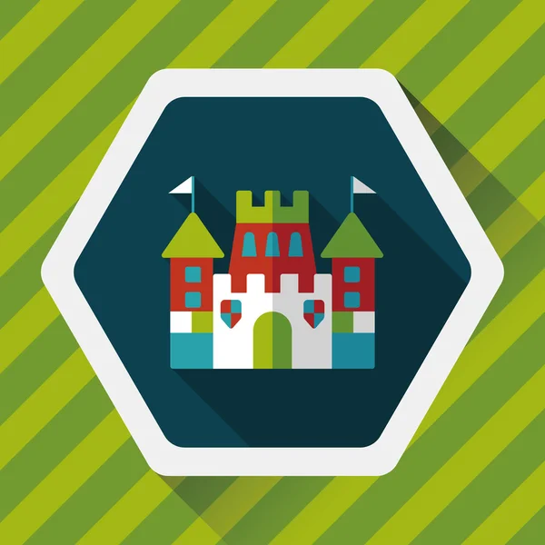 Castillo icono plano con sombra larga, eps10 — Vector de stock