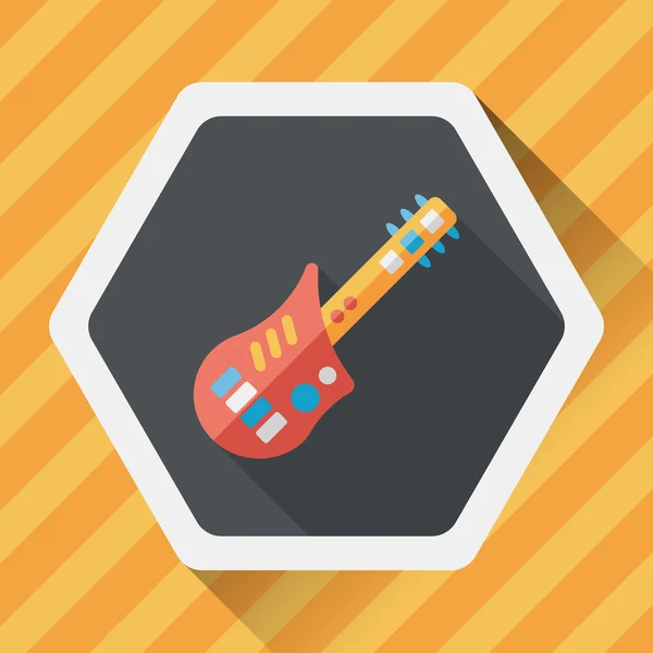 Juguete de guitarra icono plano con sombra larga, eps10 — Vector de stock