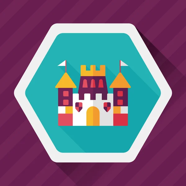 Castillo icono plano con sombra larga, eps10 — Vector de stock