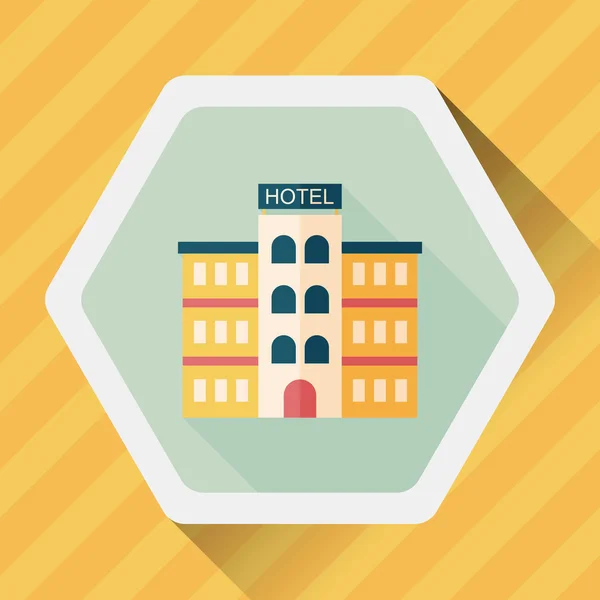 Icono plano del hotel con sombra larga, eps10 — Vector de stock