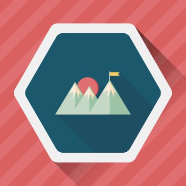 Uzun Gölge, eps10 ile dağ turistik düz simgesi