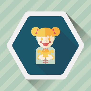 Çin yeni yılı kız uzun gölge, eps10 düz simgesiyle