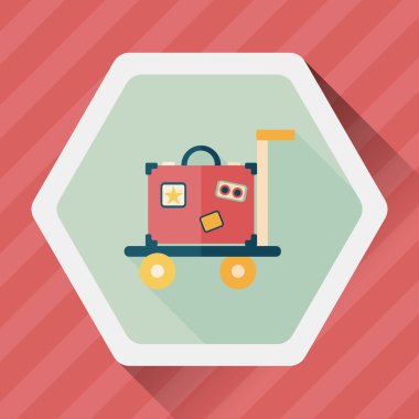 Vintage seyahat bavul, uzun gölge, eps10 ile düz simgesi