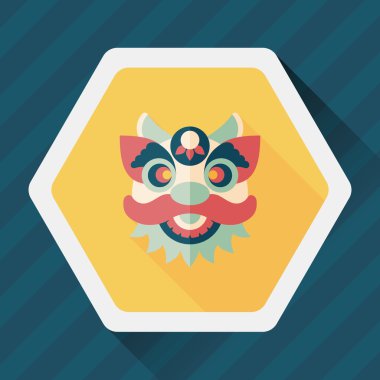 Çin yeni yılı düz simgesi ile uzun gölge, eps10, dragon ve