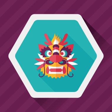 Çin yeni yılı düz simgesi ile uzun gölge, eps10, dragon ve