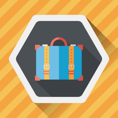 Vintage seyahat bavul, uzun gölge, eps10 ile düz simgesi