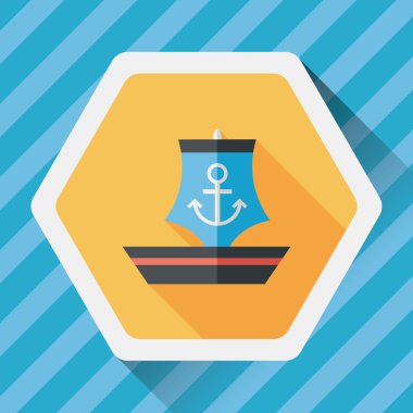 yelkenli ile uzun gölge, eps10 düz simgesi